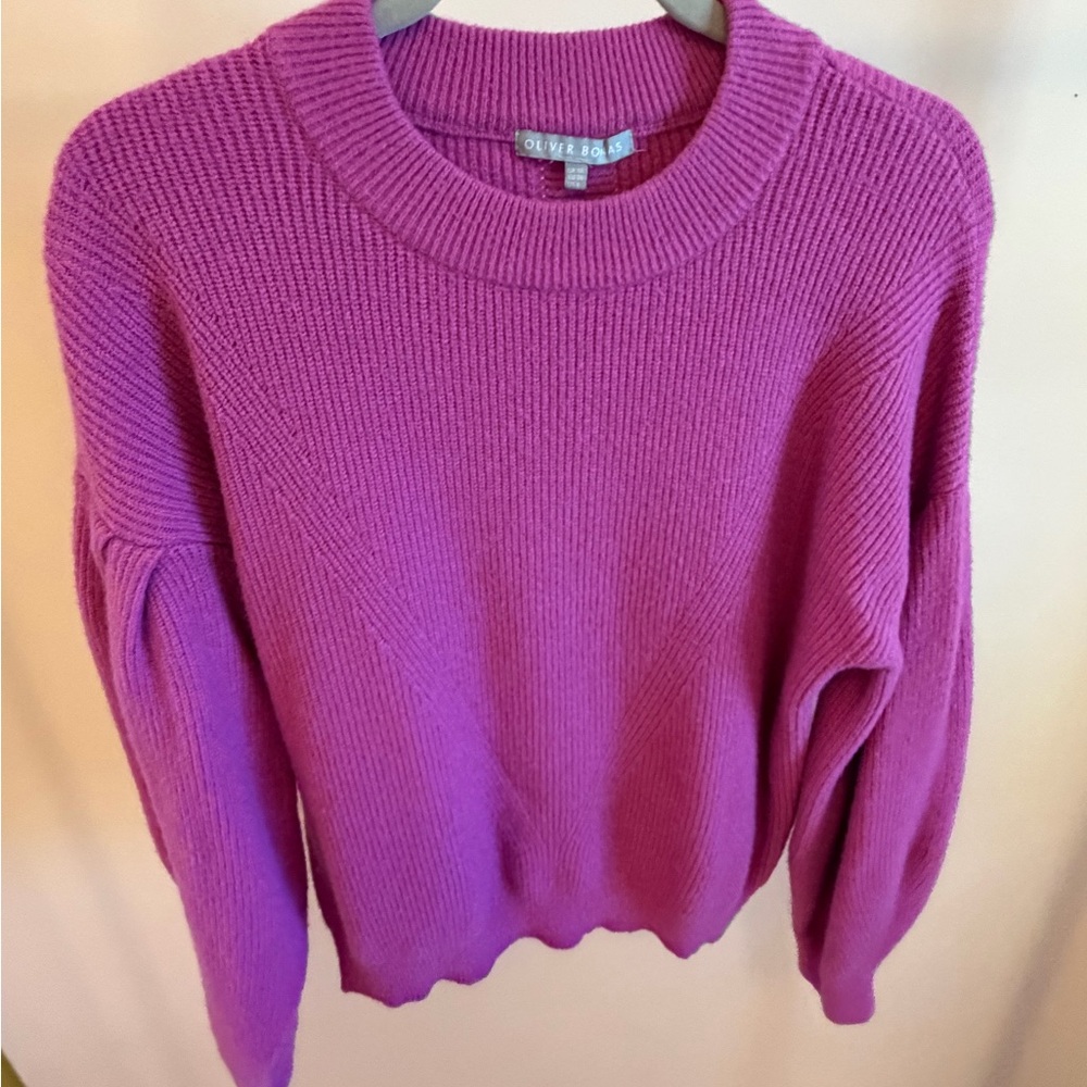Women's Oliver Bonas Fuschia Bubble Sleeve Sweater
